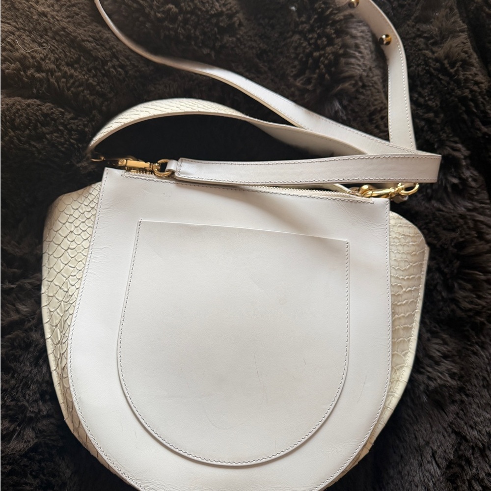 WANDLER White Leather Bag Embossed Satchel - Picture 7 of 7